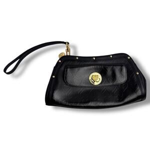 Lovcat Black Wristlet w/ Heart Embossing & Gold Hardware